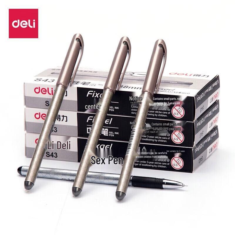 Deli 0.38mm Extra Fine Black Needle Tip Gel Pens, 12-Pack