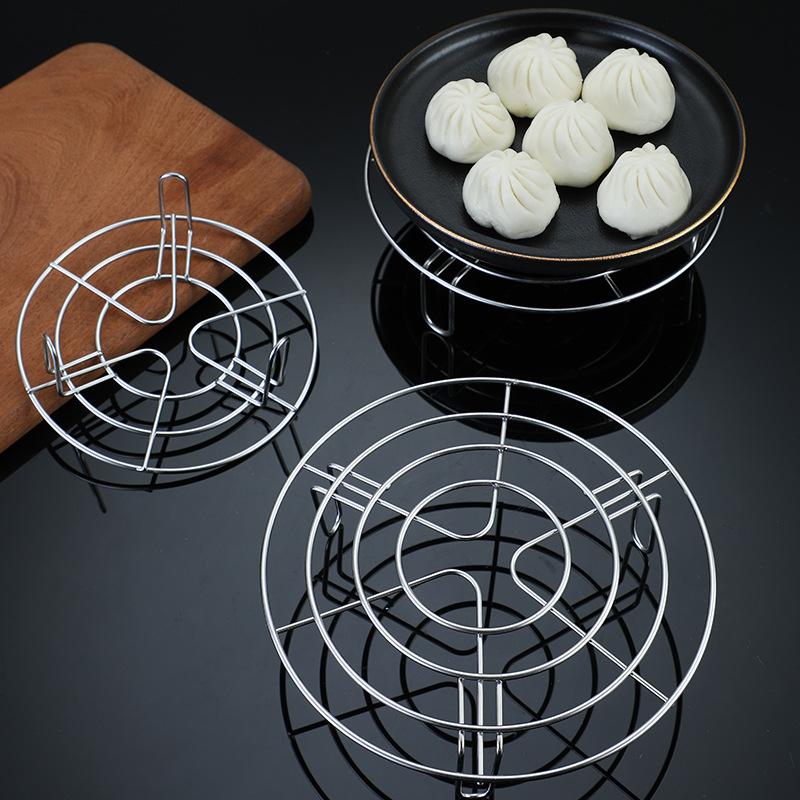 304 Rustfritt Stål Dampskinnstativ Dumplings Egg Mat Dampingbrett Rundt Kokekar Riskokere Airfryer Stativ Kjøkkenutstyr