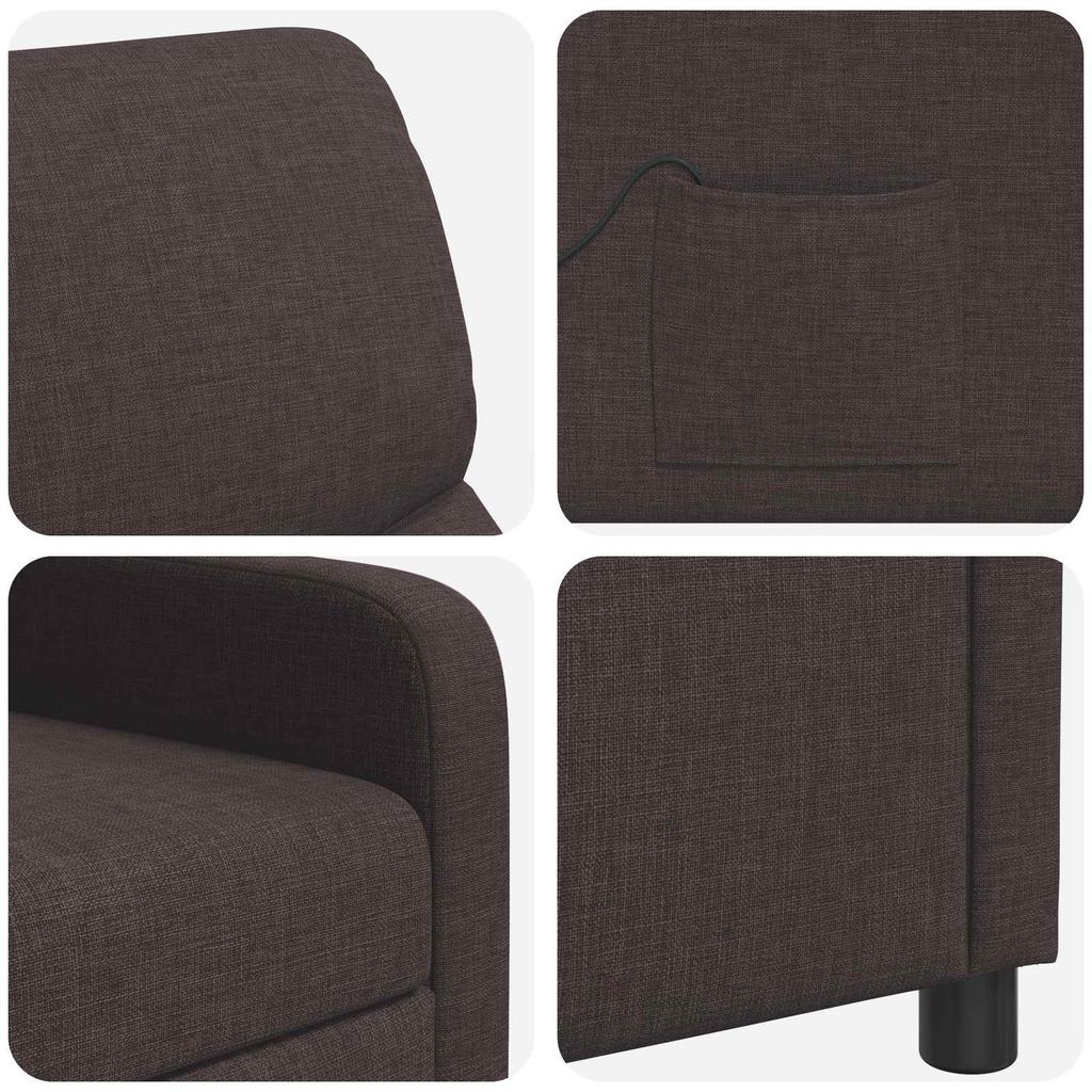 Massage Recliner Dark Brown Polyester