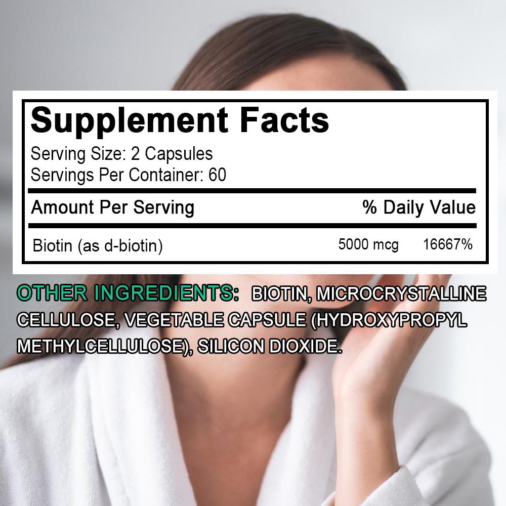 Biotin 5000 mcg, Nahrungsergänzungsmittel, 120 Kapseln pro Flasche