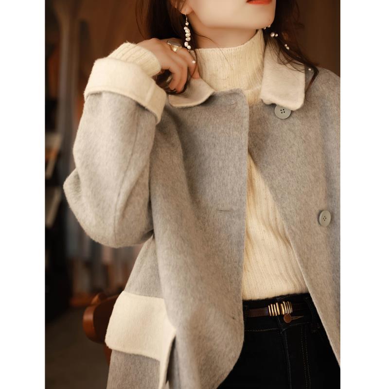 2025 Autumn/Winter Korean Style Slimming Loose Mid-Length Woolen Coat