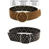 Simple Rivet Cowgirl Belt Harajuku Suede Wide Waistband Round Buckle Aesthetic PU Leather Belt Clothing Accessories