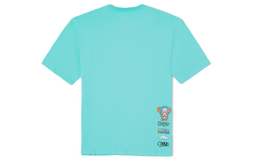 Vans X One Piece King Of Thieves Co Branded Collection T Shirts Unisex Lake Blue Crew Neck Moderate Straight Fit VN0008FVNAX
