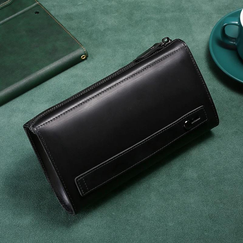 Nowy męski długi portfel na zamek skórzany biznesowy saszetka portfel ze skóry bydlęcej saszetka młodzieżowa marka trend