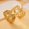 Gold Plated Leaf Cuff Bracelet: European & American Style, Personalized, Fashionable, Versatile Jewelry for Women, Light Luxury, Wide Open Design.