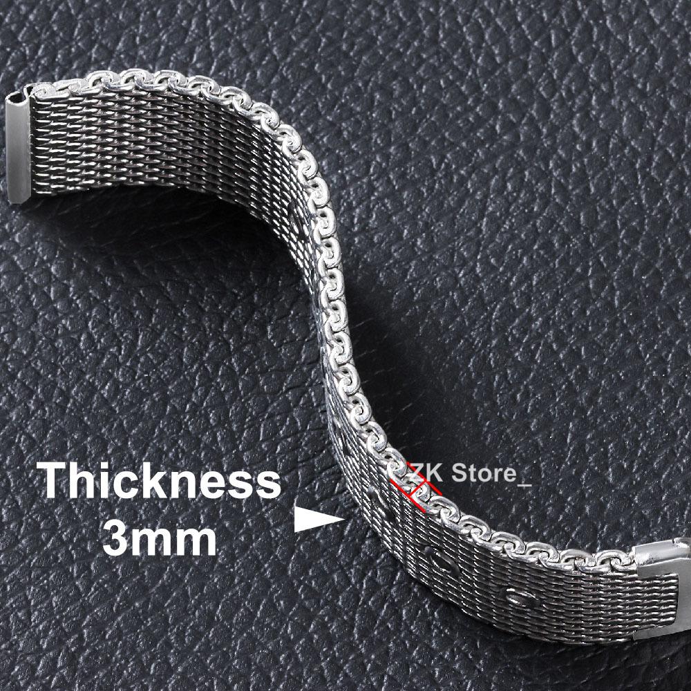 Tloušťka 3 mm 1.0 Milánský tah Nerezový náramek na hodinky 20 mm 22 mm 24 mm Unisex Univerzální Náhradní Řemínky Příslušenství