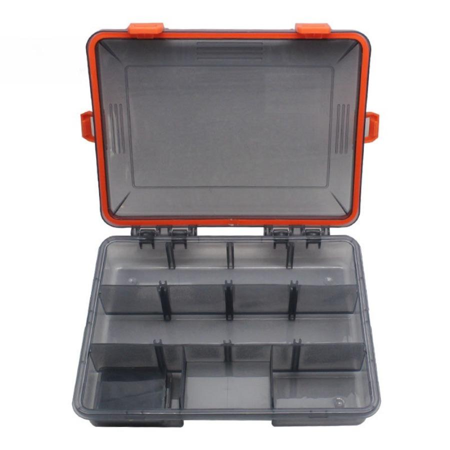 4-Latch K-Style Lure Box - Single-Layer Fishing Tackle Case with 4-Color Adjustable Inserts