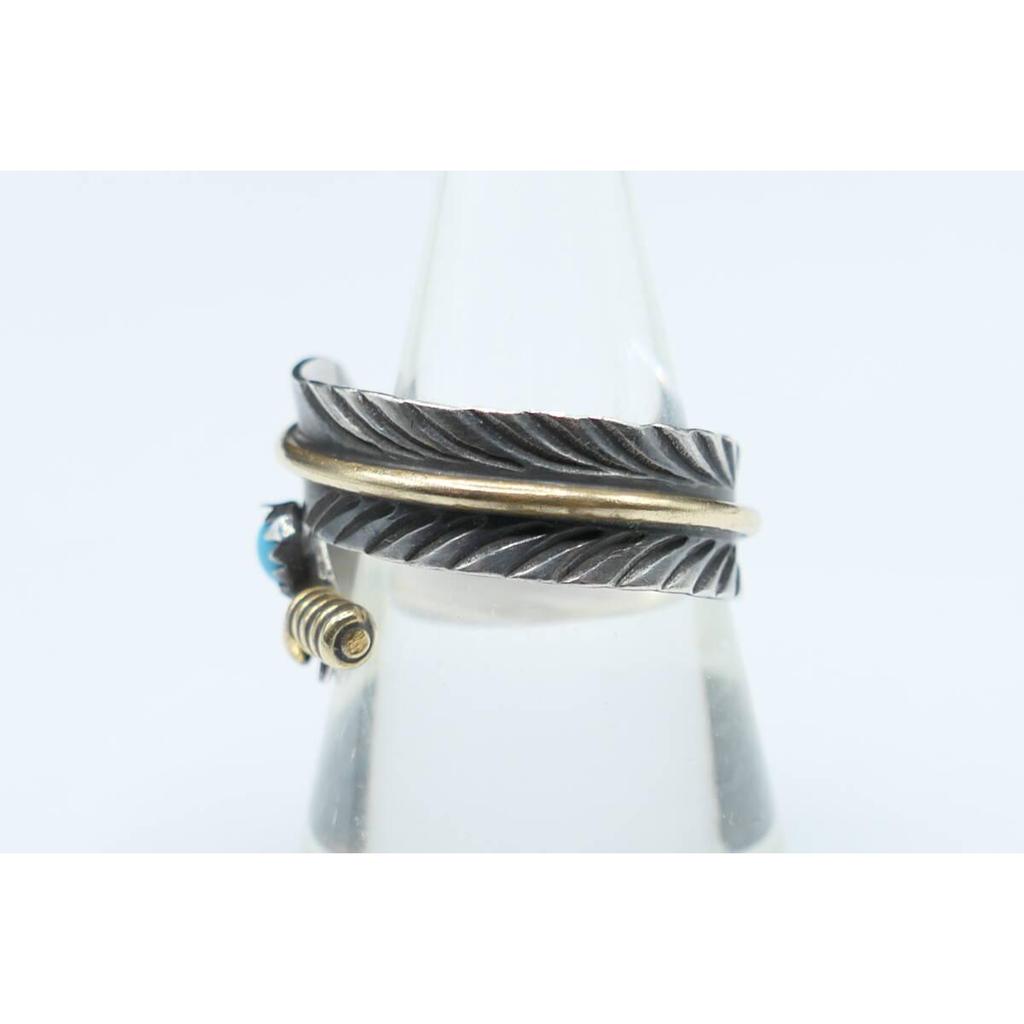 Used Unused No. 15 Navajo Turquoise Feather Ring Ring Free Size