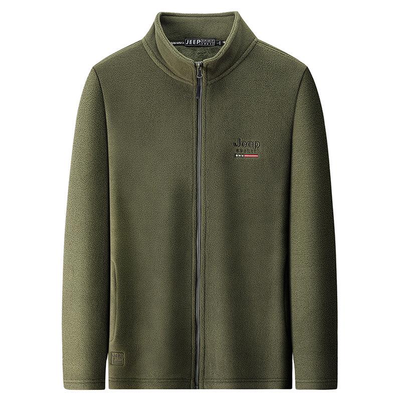 Jeep 2025 Men's Plus Velvet Fleece Zipper Hoodie Cardigan, Casual Autumn/Winter Long Sleeve Jacket
