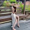 New swimsuit women's pure desire split bikini three-piece tube top sexy fishing net skirt island vacation hot spring