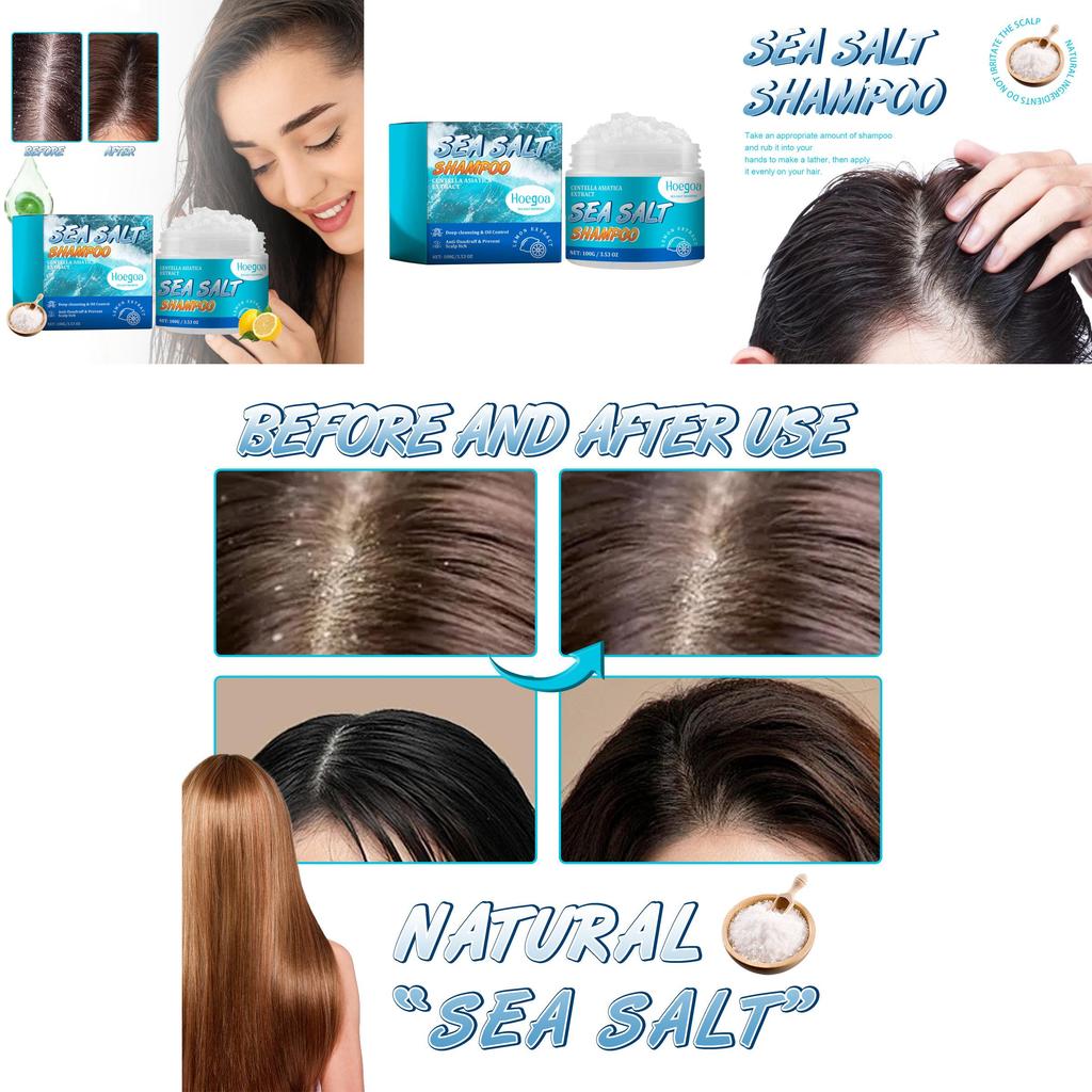 Hoegoa Sea Salt Anti Dandruff Shampoo Deep Cleansing Scalp Care For Itchy Hair 100g