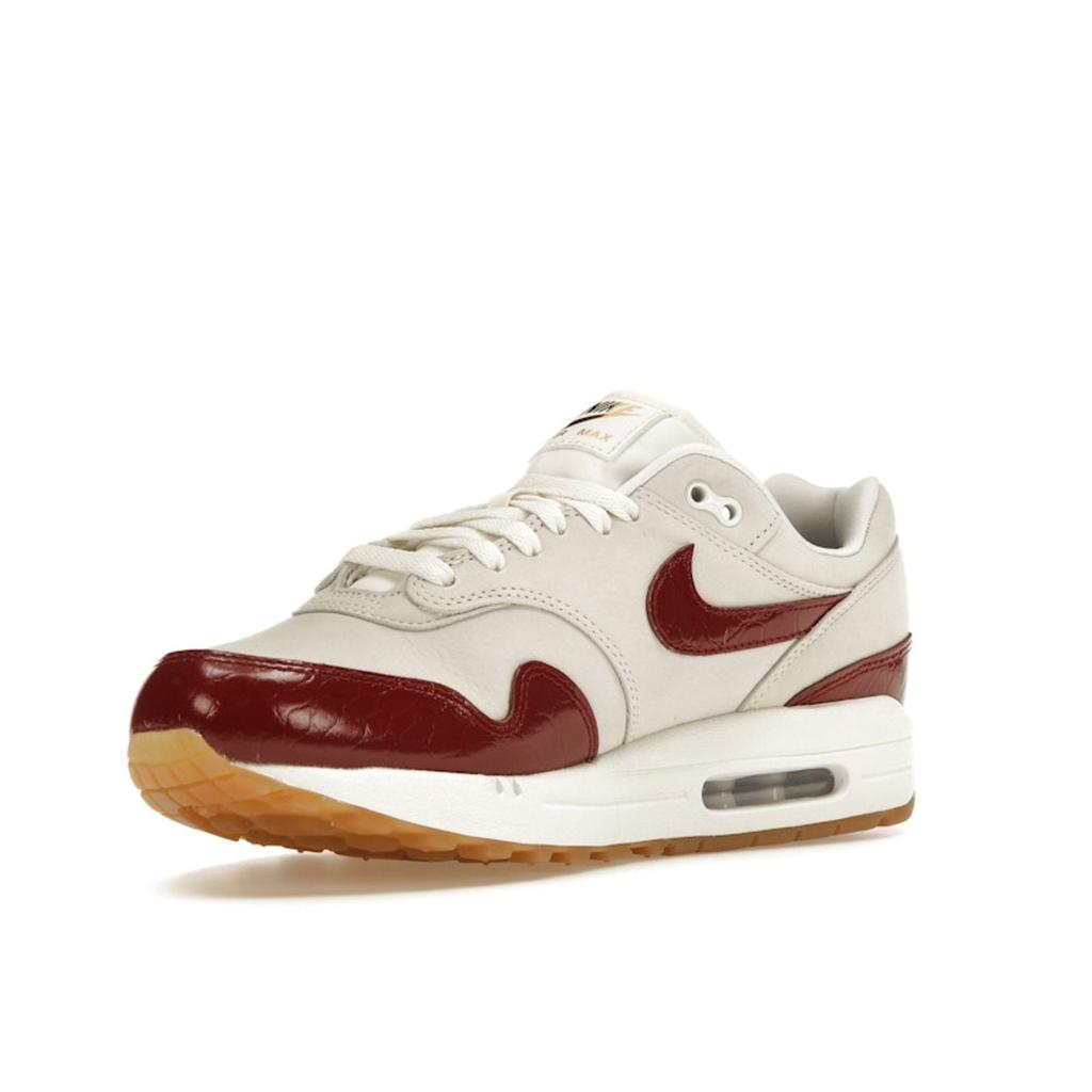 Nike Air Max 1 LX Team Red Croc Women Sneakers Cream Sail Gum-Light-Brown FJ3169-100