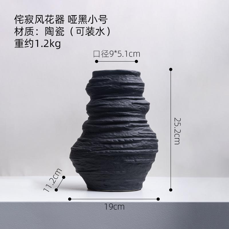 Ceramic Vase Stacked Stone Statues Flower Vase Irregular Folds Handmade Ceramic Pot Flower Vase Flower Arrangement Accessories