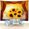 Sunflower Landscape Window Tapestry Wall Hanging Natural Minimalist Art Bohemian Hippie Living Room Bedroom Home Decor
