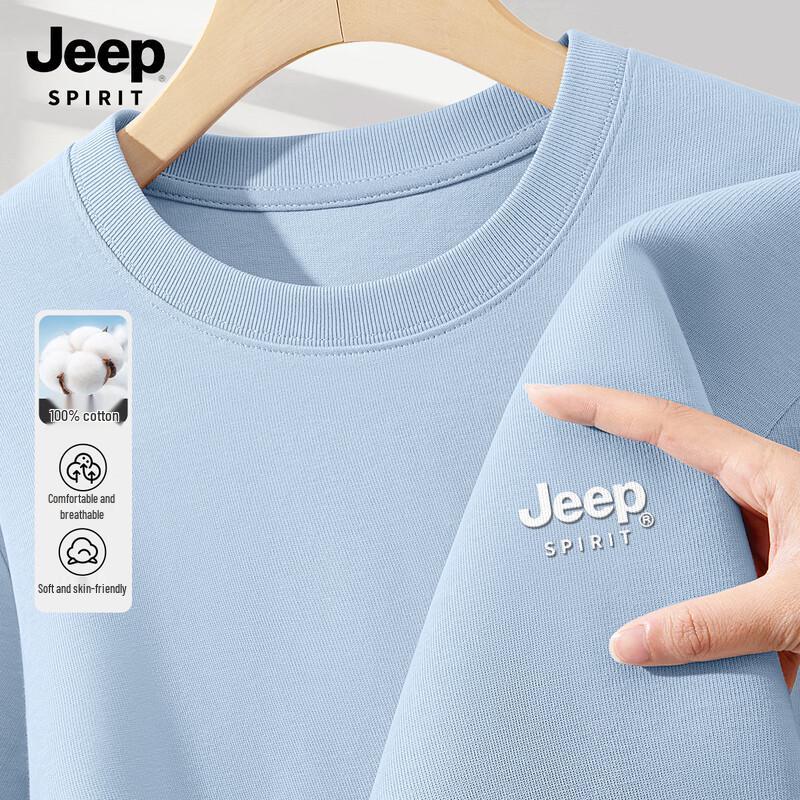 Мужская футболка JEEP SPIRIT 2025, тяжелый хлопок, свободный крой L