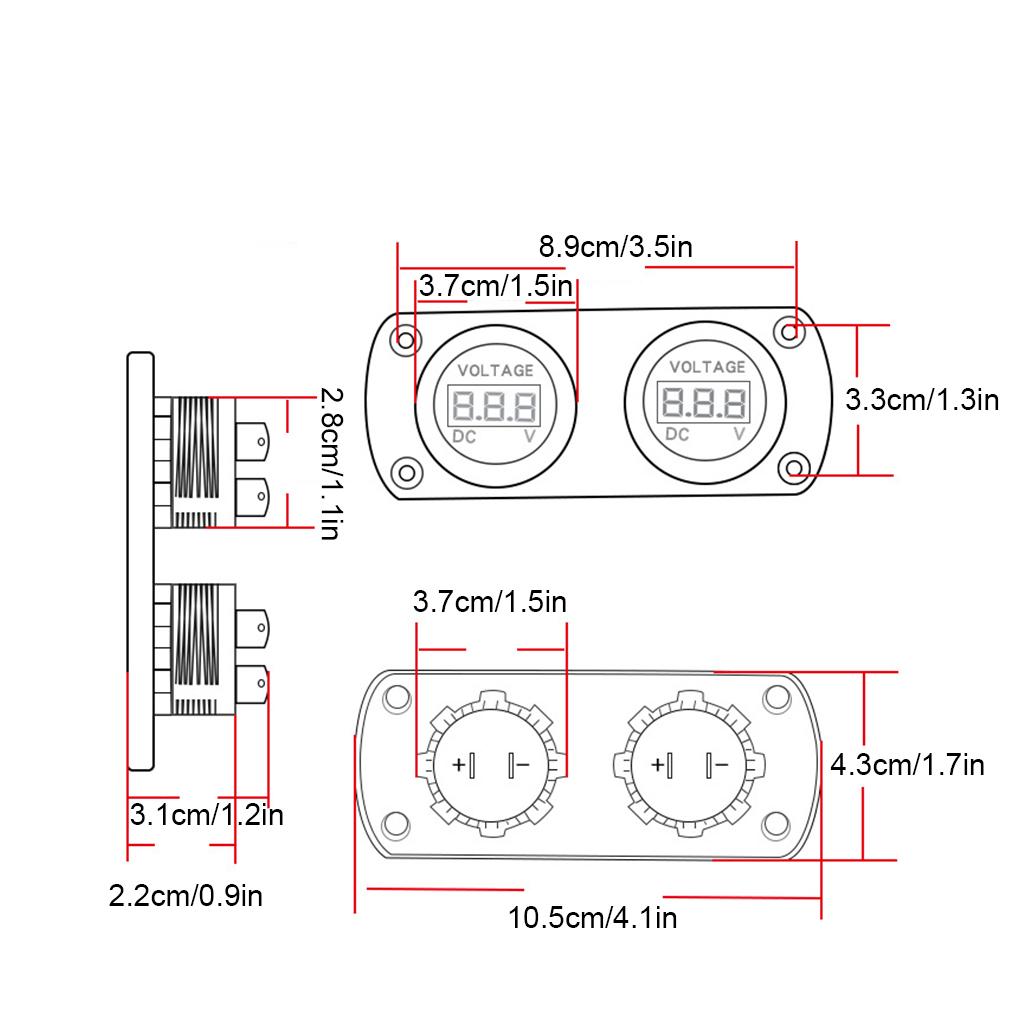 Car Truck Boat Voltage Meter DC 6-30V Digital Display Voltmeter Volt Gauge Measuring Device Tool Automotive Automobile