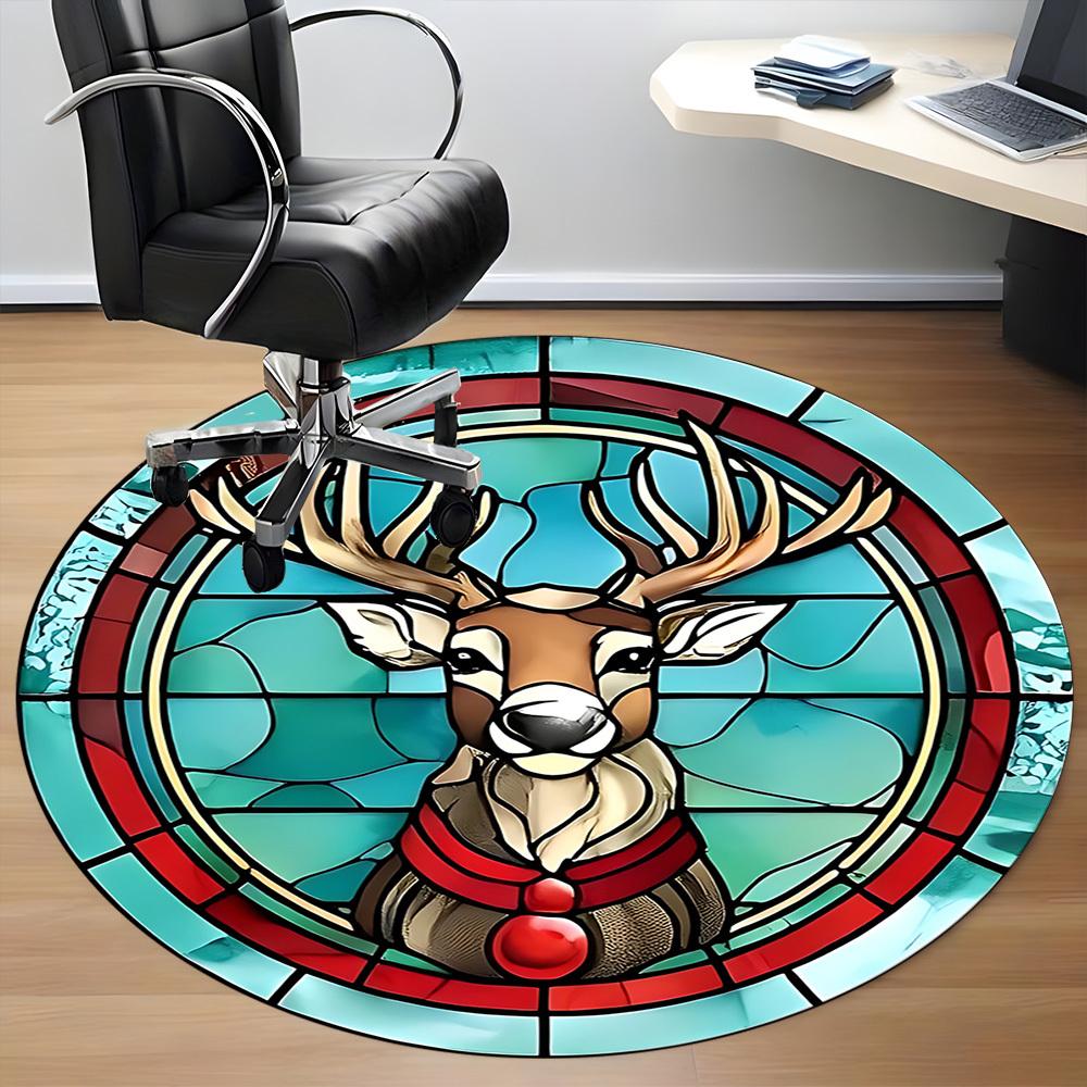 1PC Stained Glass Deer Chair Carpet for Office, Indoor Non-Slip Washable  Carpet, Soft Comfortable Mat For Office Room yy250930095