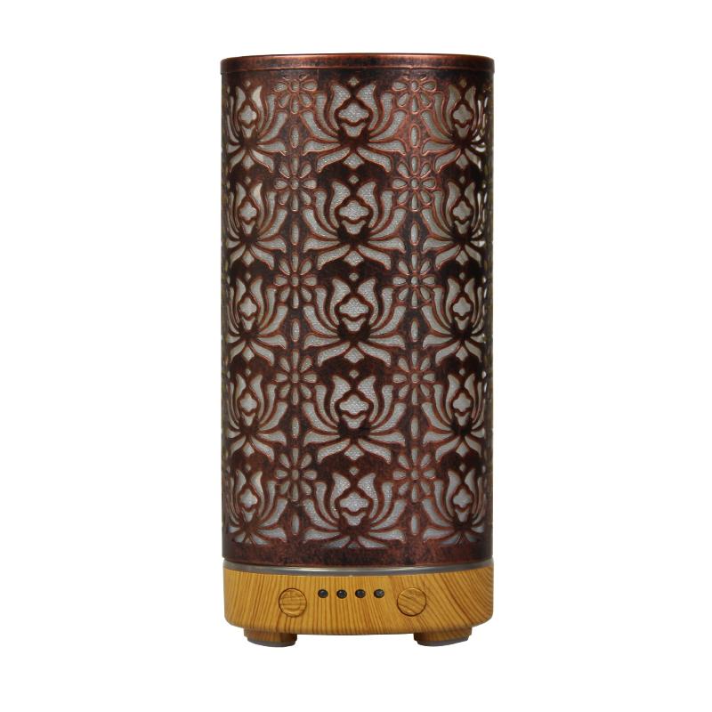 Aroma Diffuser Scent Ultrasonic Air Humidifier Iron Art Hollow Lotus Flower Pattern 2025 New Home Decorations with LED Lights