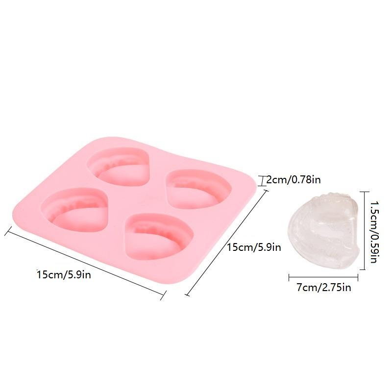 4 Hole Denture Teeth Shaped Ice Cube Mold Silicone Ice Tray Diy Ice Cream Mould Funny Gag Gift For Dentist Seniors Father Day
