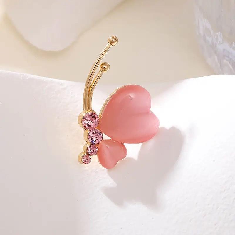 Emerald Cat's Eye Butterfly Brooch