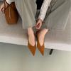 2025 New Pointed Versatile Shallow Mouth Soft Bottom Suede Foot Cover Commuter Work Low Slope Heel Women's Single Shoes