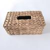 Handmade Water Hyacinth Storage Basket for Tissues Woven Paper Towel Box with Lid Natural Home Decoration