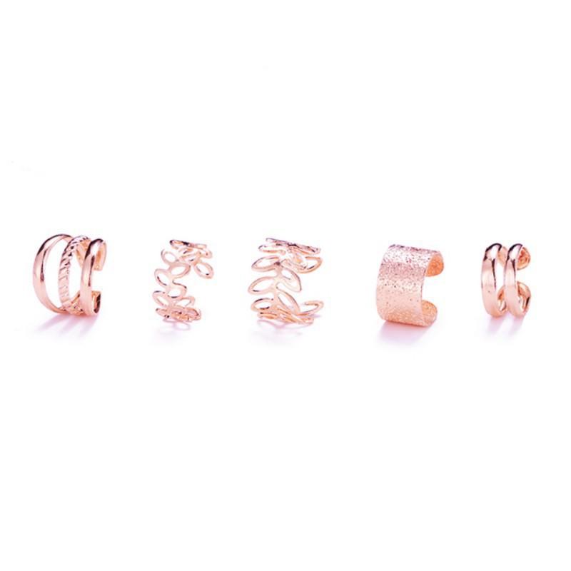 Gold Silver Color Leaves Clip Earring for Women Men Creative Simple C Ear Cuff Non-Piercing Ear Ear Clip Set Trendy Jewelry Gift