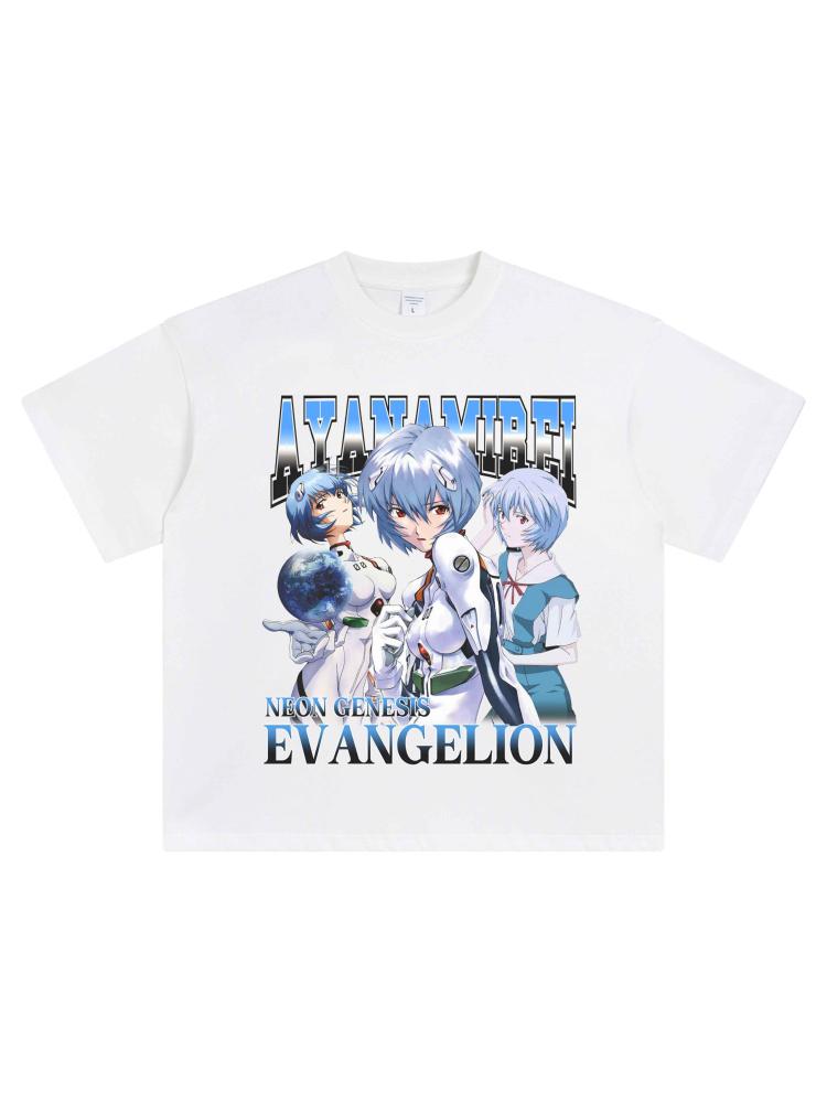EVA New Century Gospel Warrior Anime Printed Short Sleeve Lingpoli Retro Men's T-Shirt Summer New Streetwear