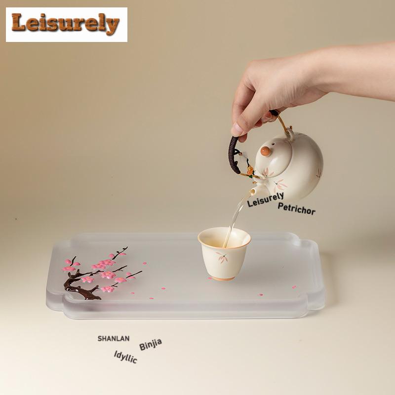 Azurblaue Farbe Handbemaltes Teebrett Nachmittagstee Dessertteller Kaffeeablage Teekannenuntersetzer Serviergeschirr Handwerk