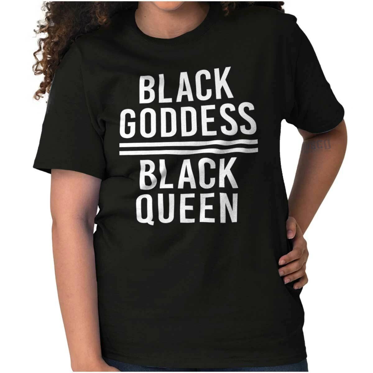 Black Goddess Black Queen Proud POC Pride Womens Graphic Crewneck T Shirt Tee L