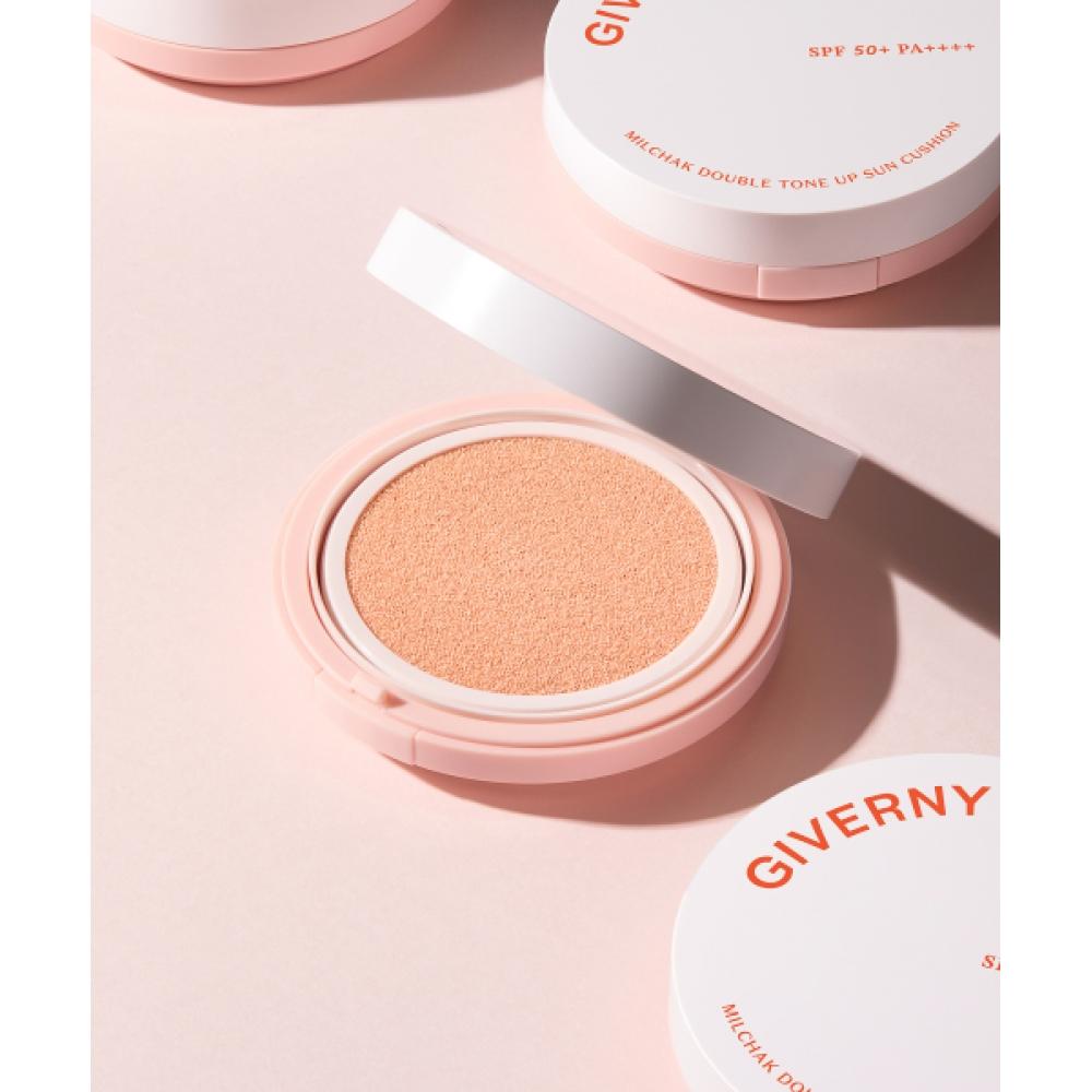 Giverny Close Fit Double Tone Up Sun Cushion Clear Ivory 25g Large Capacity Close fit double tone up sun cushion 25g