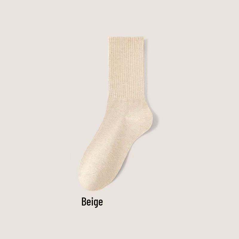 Women's Mid-Calf Cotton Socks - Sweat-Absorbent, Odor-Resistant, Non-Slip, Boneless Design for Spring and Autumn