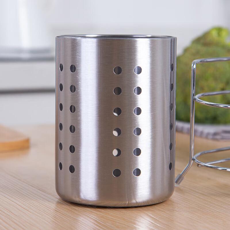 Ourunzhe Stainless Steel Household Chopstick Holder, Chopstick Cage, Tableware Tube, Double-Tube Utensil Storage Rack
