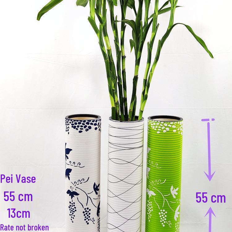 Nordic Large Resin Rattan Vase for Dried Flowers - Ceramic Look, Iron Art Floor Decoration.