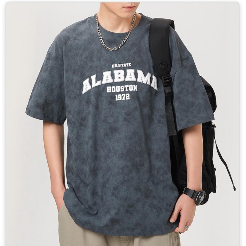 

Новая американская мужская футболка с коротким рукавом из трикотажа высокой плотности со свободным принтом 4XL серый