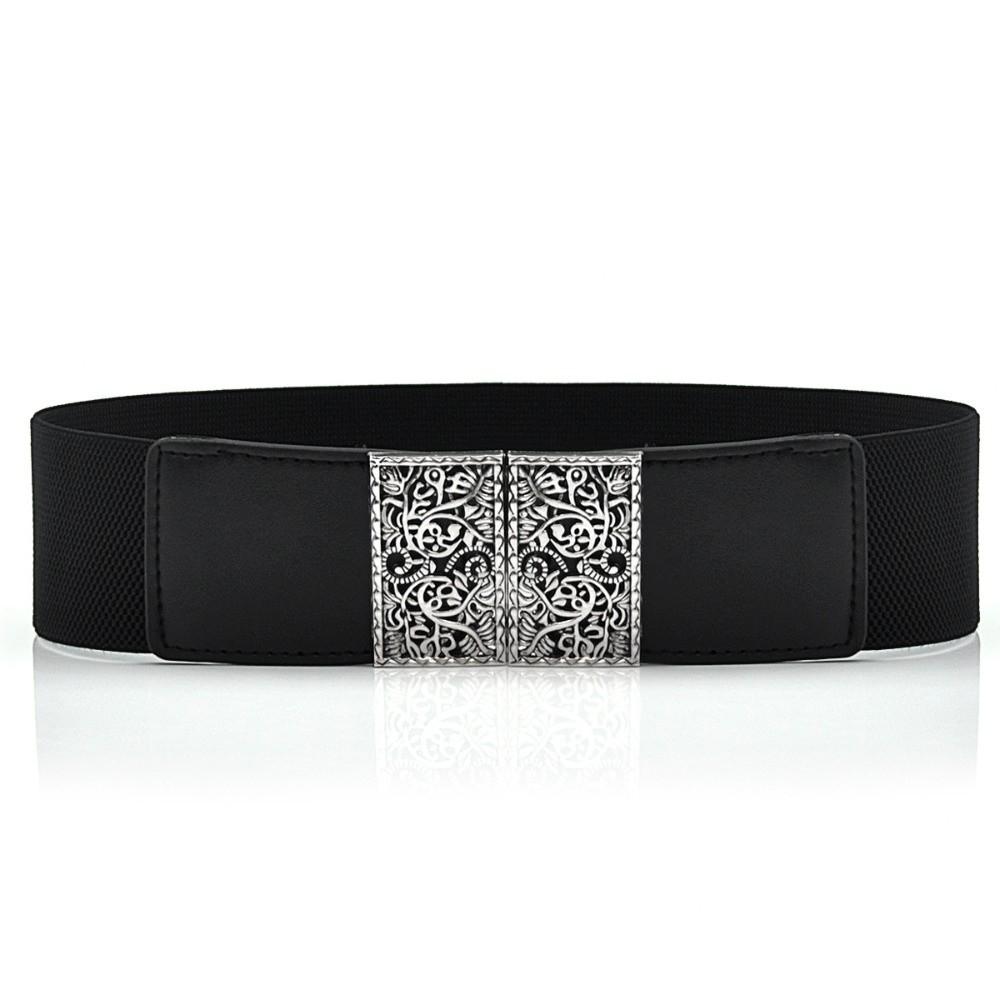 Solid Color Women Elastic Band Metal Buckle Stretch Waistband Creative Waist Corset  Ladies Female чёрный