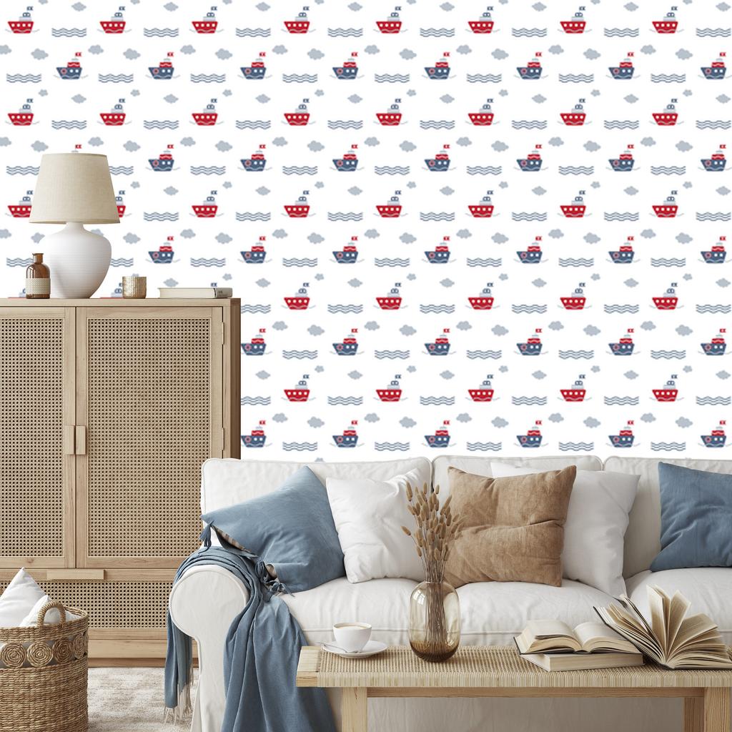 Wallpaper Fairytale colorful ships for living room and bedroom 50x1000