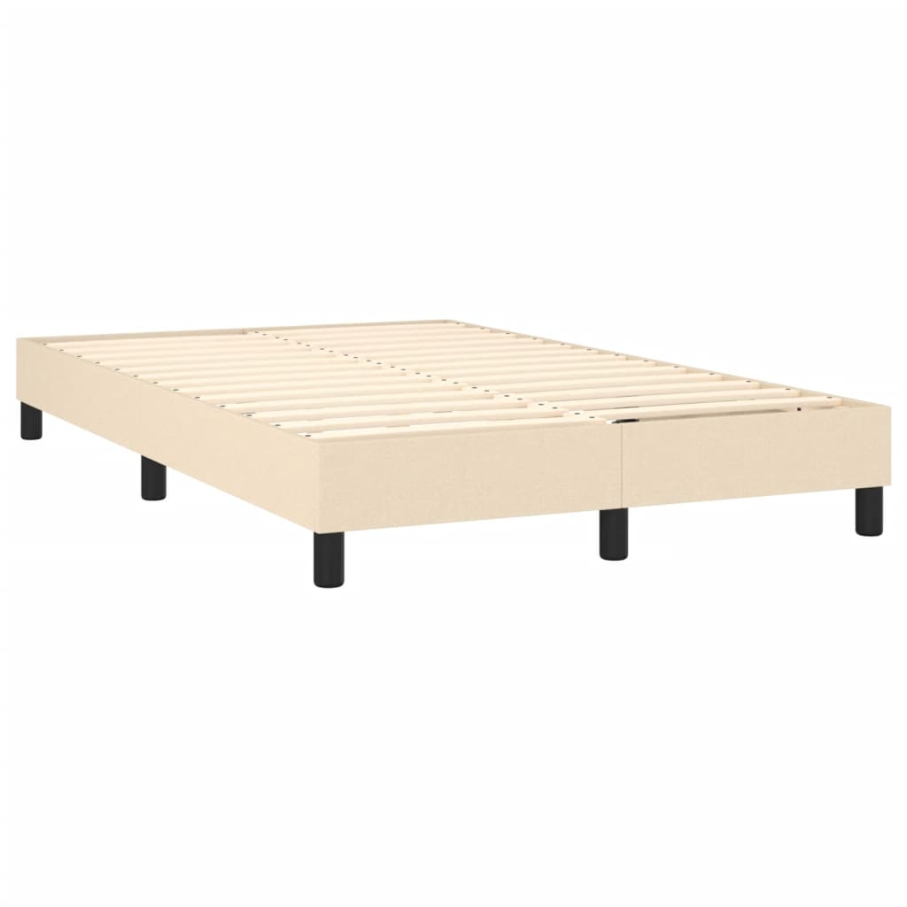 Box Spring Bed Frame Cream 120 X 200 Cm Fabric