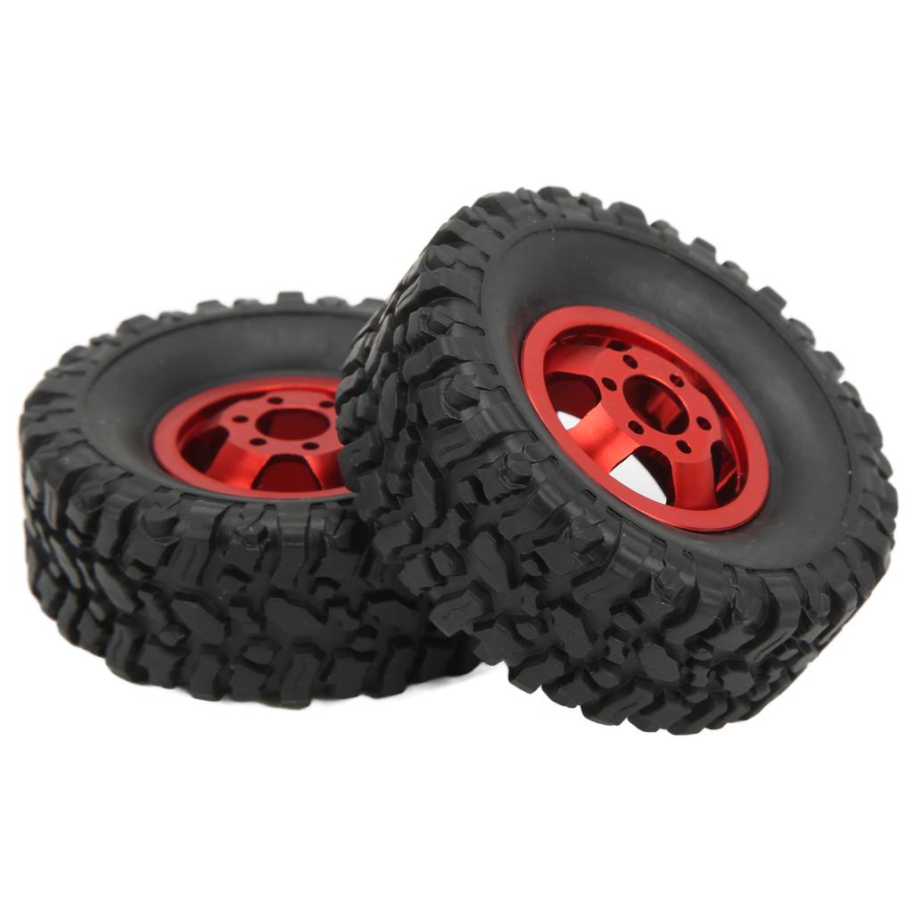4WD Rubber Tires Aluminum Alloy Wheel Hub for WPL C14 C24 B14 B24 B16 B36 1/16 RC Car Upgrade PartRed