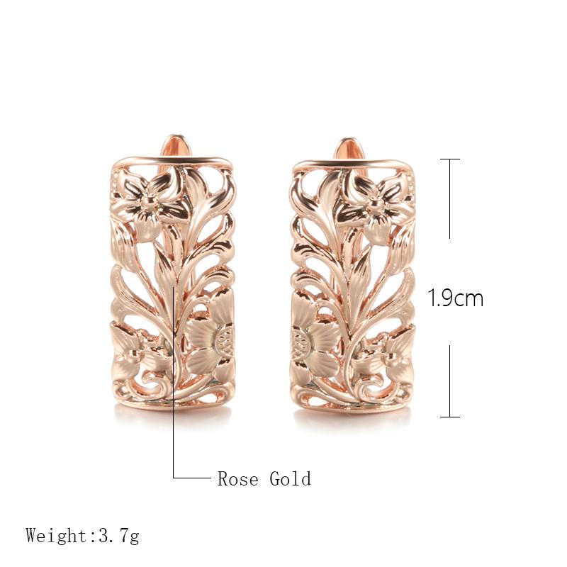 Kinel Rose Gold Color Flower English Earrings For Women