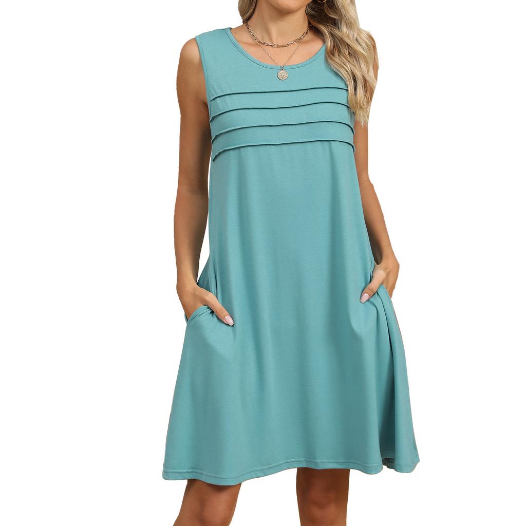 Spring and Summer New Printed Loose Pocket Dress Casual Women's Dress