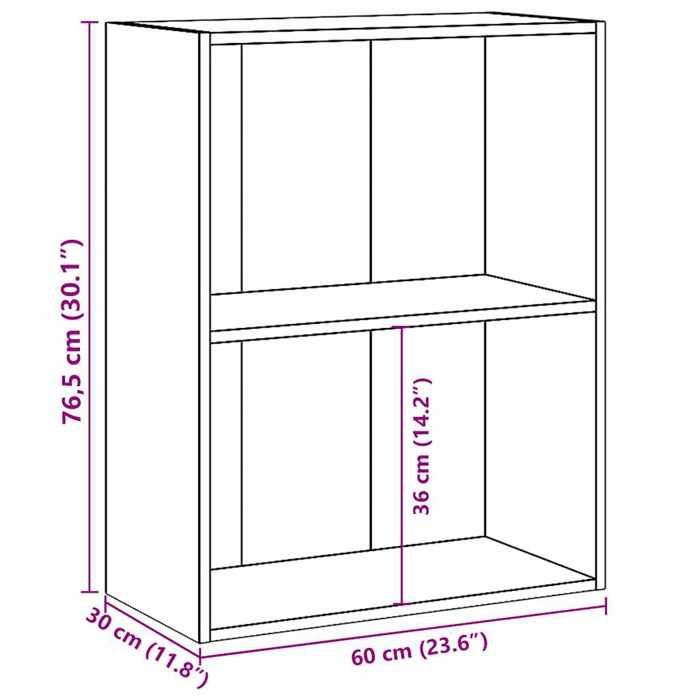 VidaXL Bibliothèque à 2 niveaux Gris béton 60x30x76,5 cm Aggloméré
