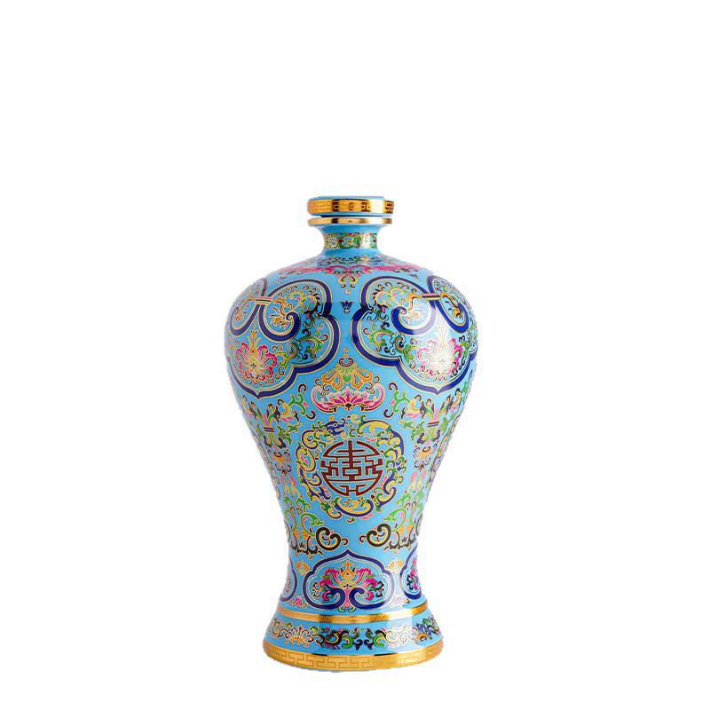 Exquisite Famille Rose Cloisonné Enamel Wine Jar Ornament, 1 Jin/5 Jin Capacity
