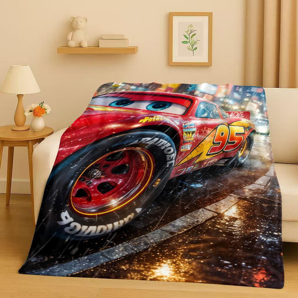 Sanrio Cartoon Cars Lightning McQueen Christmas Gift Flannel Blanket,Ultra Soft Plush Throw for Home Bedroom Bed Sofa Cover Kids