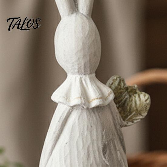 Office Desk Decoration Easter Bunny Figurine, Vintage Resin Rabbit Statue with Carrot Flower Animal Figurine For Home Basket, Spring Indoor