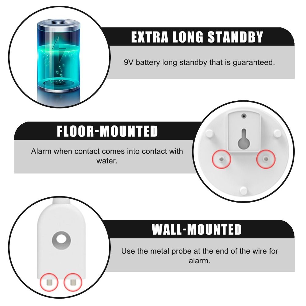 Dual Mode Sensor Flood Level Detector Ultra Long Standby Water Leakage Alarm Sensor Kitchen