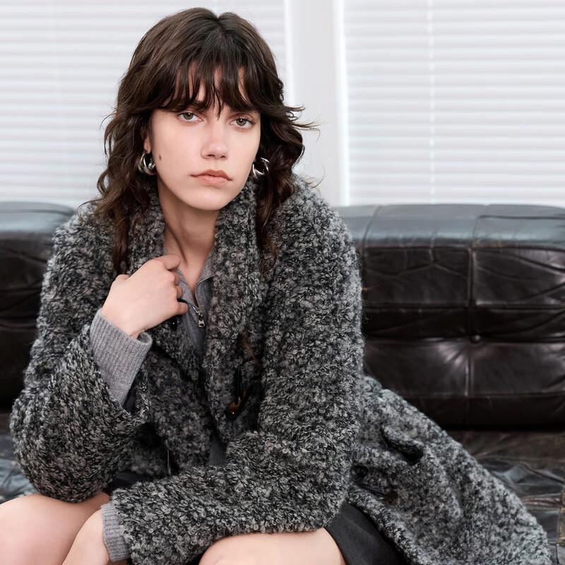 

Женское пальто из буклированной шерстяной смеси со стойкой L (165/88A)