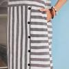 2023 Hot Style Striped Round Neck Short Sleeve Loose Plus Size Women's Dress