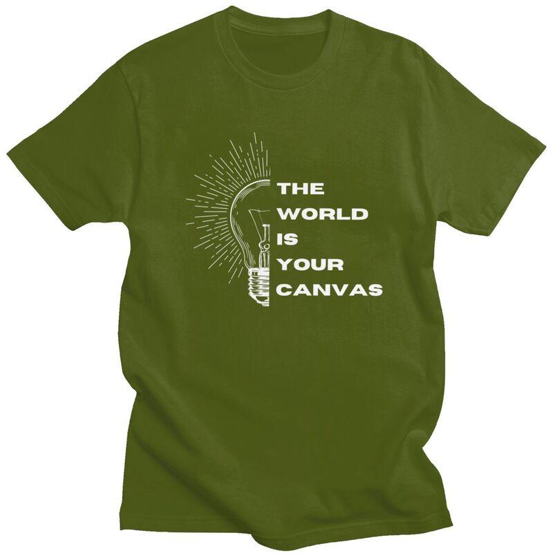 Die Welt ist deine Leinwand T-Shirt für Herren 100% Baumwolle T-Shirt Freizeit-T-Shirt Kurzarm-T-Shirt
