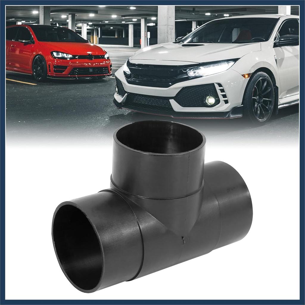 60mm Car Heater Warm 3 Way Air Ducting Elbow Pipe T Shape Outlet Connector Black Plastic Stylish Design